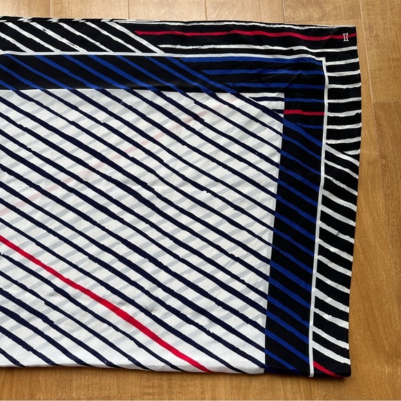 Parisian Inspired Rectangle Fashion Scarf, Women’s Purse Scarf, Blue/White/Red - Picture 11 of 13